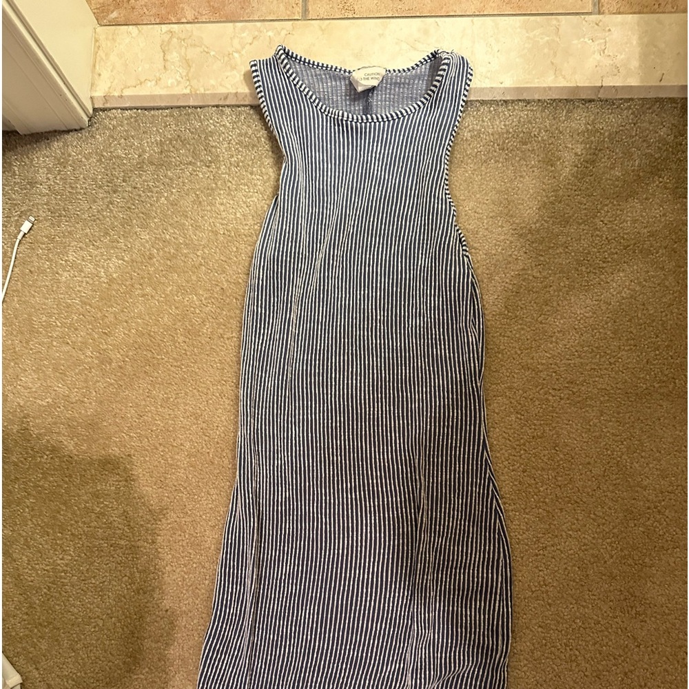 Stripped Blue and White Body Con Dress